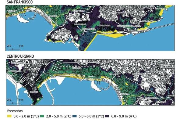 En el centro urbano de la ciudad de Panamá, los impactos por el aumento del nivel del mar se estarían viendo cuando lleguemos a una temperatura media global de 2 ºC.